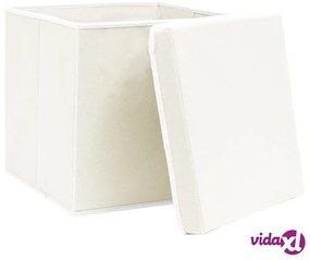 vidaXL Scatole Portaoggetti con Coperchi 4pz Bianco 32x32x32cm Tessuto