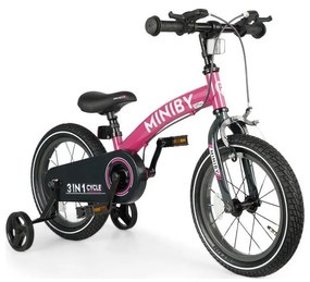 QPlay - Bicicletta bambini 14" MINIBY 3in1 rosa
