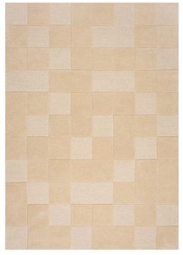 Tappeto in lana beige 200x290 cm Checkerboard - Flair Rugs