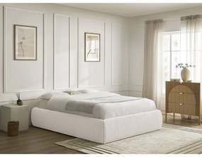 Letto matrimoniale imbottito bianco con contenitore/senza testiera con rete inclusa 160x200 cm Inera – Bobochic Paris