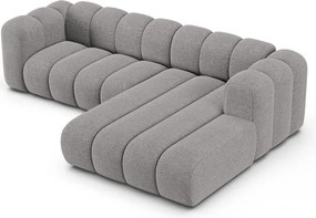 Divano angolare grigio (con penisola a destra/con chaise lounge) con rivestimento in ciniglia Lupine – Micadoni