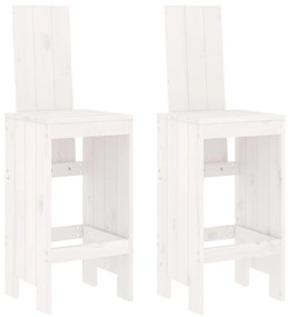 Sgabelli da bar 2pz bianchi 40x42x120 cm legno massello pino