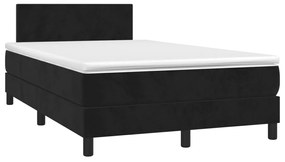 Letto A Molle Con Materasso E Led Nero 120x190 Cm İn Velluto /