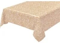 Tovaglia Antimacchia Cucina 135x230 cm Astratta Bordata Cotone Plastificato Copritavolo Beige