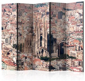 Paravento Cuore di Barcellona II (5-parti) - panorama con architettura urbana