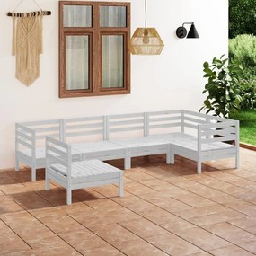 Set Salotto da Giardino 6 pz in Legno Massello di Pino Bianco