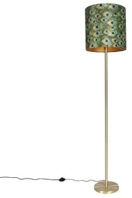Lampada da terra in ottone con paralume pavone 40 cm - Simplo