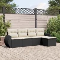 Set Divani da Giardino 5 pz con Cuscini in Polyrattan Nero 3221285