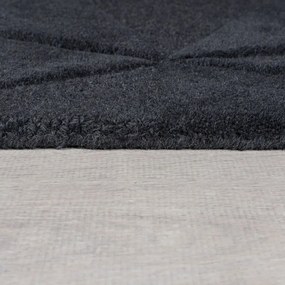 Tappeto rotondo color antracite in lana tessuto a mano ø 160 cm Shard Charcoal – Flair Rugs