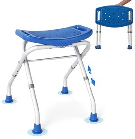 Costway Sgabello per doccia regolabile in altezza a 3 livelli con maniglie portata 150kg, Sedia per doccia 53x50x52,5cm Blu