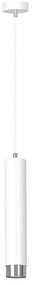 Sospensione 1 Luce Brunilde In Acciaio Bianco Con Tubolare In Bianco E Cromo