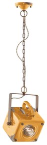 Lampadario Vintage Industrial Ferro E Ceramica Giallo 1 Luce E27