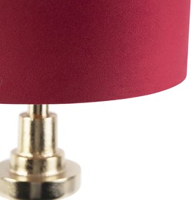 Lampada da tavolo art deco paralume velluto rosso 35 cm - DIVERSO