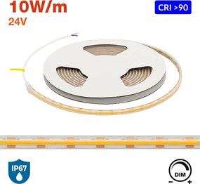 Striscia LED COB 24V 10W/m CRI>90 Professionale IP67 - 5 metri