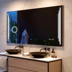 Specchio da parete moderno per bagno con luci L27 rettangolare specchio con cornice bianca