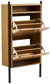 Scarpiera di colore naturale con effetto rovere con ante ribaltabili 62x118x26 cm Barco – House Nordic