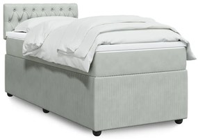 Giroletto A Molle Con Materasso Grigio Chiaro 90x190 Cm Velluto /