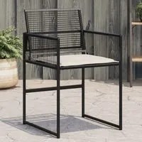 Sedie da Giardino con Cuscini 4 pz Nere in Polyrattan 4008575