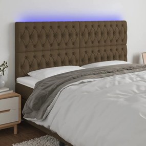 Testiera A Led Marrone Scuro 200x7x118/128cm İn Tessuto /