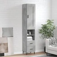 Credenza Grigio Cemento 34,5x34x180 cm in Legno Multistratocod mxl 130552