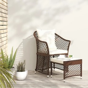 Set Divani Da Giardino 2 Pz Con Cuscini İn Polyrattan Marrone /