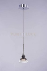 Jewel, lampada a sospensione, cristallo trasparente, cromo, led 6w,...