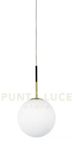 Jugen sospensione 1 luce ottone attacco e27  sfera bianco opaco d. ...