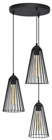 Lampadario a sospensione con filo TORRI 3xE27/15W/230V nero