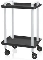 Carrello ausiliario LEKY, struttura grigia, 2 ripiani, colore nero