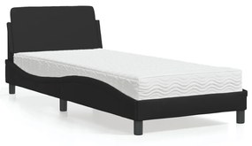 Letto con materasso nero 80x200 cm in similpelle