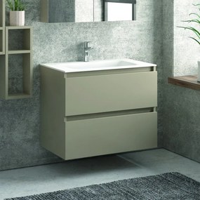 Composizione mobile bagno sospeso 80cm: mobile, 2 pensili e specchio TOD-80A - KAMALU
