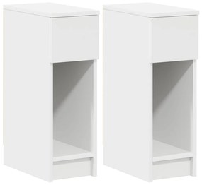 Comodini con cassetto 2 pz bianco 20x36x60 cm