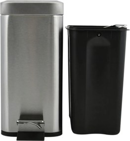 Cestino per la spazzatura color argento opaco in acciaio con pedale 5 l Erik – Spirella