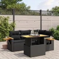 Set Divani da Giardino 5 pz con Cuscini in Polyrattan Nero 3273498