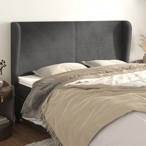 Testiera Ad Orecchio Grigioscuro 183x23x118/128cm İn Velluto /