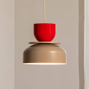 ALDEX Lampada a sospensione Uto, beige/rosso, paralume in metallo