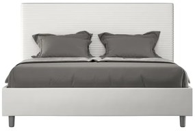 Letto matrimoniale contenitore imbottito 160x200 similpelle bianco Focus