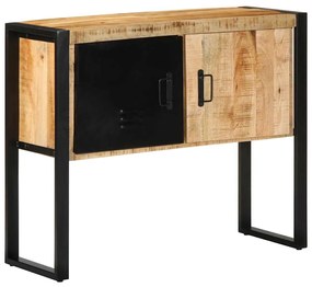 Tavolo Consolle 90x35x75 Cm İn Legno Massello Di Mango Grezzo /