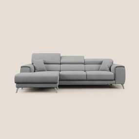 Fusion Divano angolare con sedute scorrevoli in tessuto morbido smacchiabile T05 grigio
