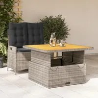 Set da Pranzo da Giardino 2 pz con Cuscini in Polyrattan Grigio 3277463