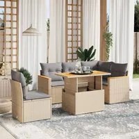 Set Divano da Giardino 6 pz con Cuscini Beige in Polyrattan 3273082