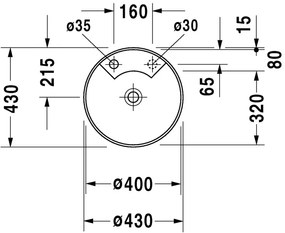 Lavabo tondo 40 cm da Incasso sottopiano Monoforo Bianco senza rubinetteria Architec 046240  Duravit