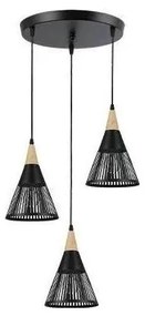 Lampadario a sospensione con filo HIRA 3xE27/60W/230V diametro 40 cm nero