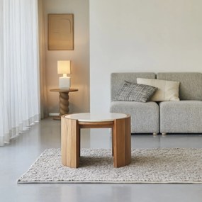 Tikamoon - Tavolino in legno di teak e marmo 66 Virgile