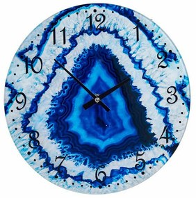 Orologio da Parete Marmo Azzurro Cristallo 30 x 4 x 30 cm (4 Unità)