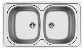 Lavello integrato 2 vasche DELINIA Aurora inox L 50 x L 86 cm argento