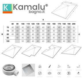 Kamalu - piatto doccia resina effetto pietra 70x180 tortora | kam-cp100