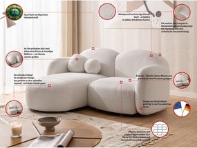 Divano angolare color crema (con penisola a sinistra/con chaise lounge) con rivestimento in bouclé Orbit – Ropez