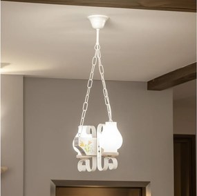Brilagi - Lampadario a sospensione con catena QUEEN 2xE14/40W/230V faggio/color crema
