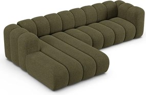 Divano angolare verde (con penisola a sinistra/con chaise lounge) con rivestimento in ciniglia Lupine – Micadoni